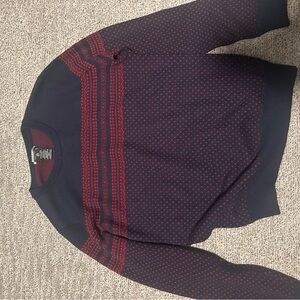 Men's Navy and Red Crewneck Sweater